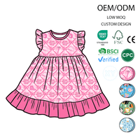 Robe d'été rose pour filles en bambou, respirante et écologique, coupe trapèze, avec taille froncée et volants, personnalisable ODM
