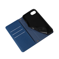 Étui portefeuille en cuir PU grain litchi avec porte-cartes, dragonne et béquille pour iPhone 16 Pro Max/16 Pro/16 Plus/16E/16