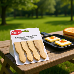 Spatules à raclette Kesper, lot de 8, ustensiles de service en bois pour la cuisine en plein air - Product Image 3