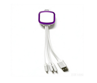 Kabel Pengisi Daya USB Tipe C 2 in 3 dengan Lampu Berpendar dan Logo Custom, Hadiah Promosi dengan Cetak Logo Sesuai Pesanan