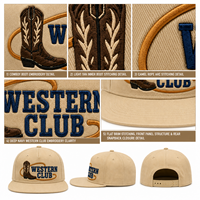 Casquette Snapback Style Urbain à Visière Plate, Broderie Ranch Boot Stitch, Faible MOQ, Échantillonnage Rapide pour Acheteurs de Cadeaux Country, Broderie Personnalisée Unisexe