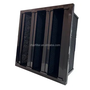 Fábrica calificada Tamaño personalizado HVAC OEM Caja de carbón activado Tipo V Banco Filtración de aire
