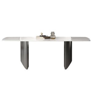 Juego de Mesa de Comedor Moderno de Piedra Sinterizada, 4 Piezas, Rectangular, Duradero, Estilo Nórdico, Muebles para Comedor - Product Image 5