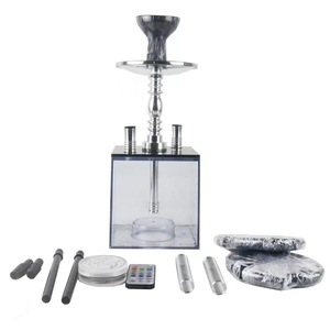 Ensemble de narguilé carré en acrylique 2026, 2 tuyaux, boîte à <span class=keywords><strong>chicha</strong></span> complète avec un joli éclairage LED RVB, chauffe-tabac en acier inoxydable, 42 cm - Product Image 4