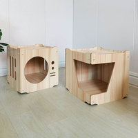 Lit pour chien et chat en bois massif écologique et durable, imperméable, modulaire, cage DIY robuste, meubles pour animaux de compagnie d'intérieur/extérieur
