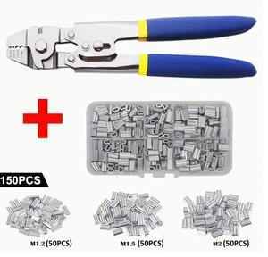 <span class=keywords><strong>Pince</strong></span> à <span class=keywords><strong>sertir</strong></span> pour câbles métalliques, embouts en aluminium - Convient aux câbles jusqu'à 2,2 mm pour les manchons à boucle et le kit d'outils de sertissage - Product Image 3