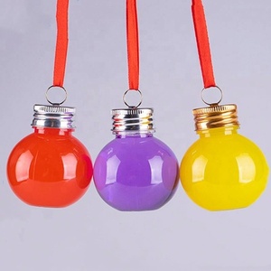 50ML Transparent <b>Plastic</b> Bottle Hanging Pendant Outdoor Christmas Decoration Ball Shaped Juice Drinking Bottle With Silver Lid - Product Image 5