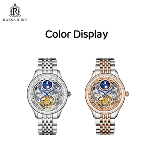 Мужские наручные часы Raksa <span class=keywords><strong>Duke</strong></span> 6100: Новинка, модные, из нержавеющей стали, с турбийоном, фазами Луны, водонепроницаемые, автоматические - Product Image 2