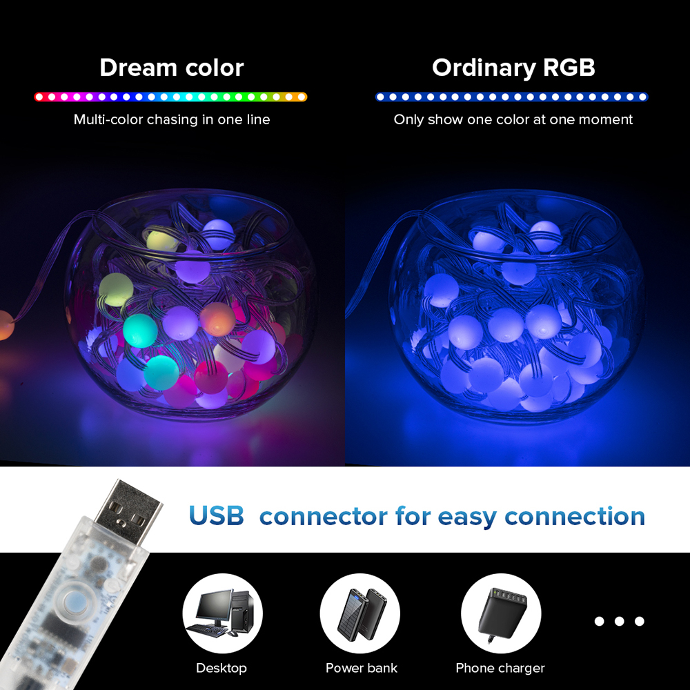 BTF-Lighting WS2812B Smart Fairy Pixel String Lights Kit - RGB Christmas Star Light