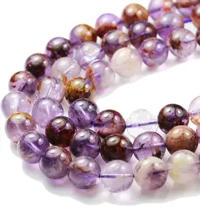Pedra Natural Rodada Solta Suave Semi-Preciosa Real Super Sete 7 Elemento Cristal Gemstone Beads para DIY Beading Fazer Jóias