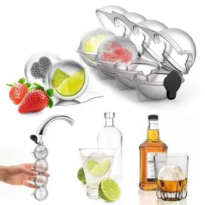 Boîte à glaçons réutilisable à quatre trous pour whisky, rond, hockey sur glace, plateau, moule à balles, machine à glaçons à 4 trous, offre spéciale