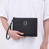 Tas tangan pria tekstur kulit kulit lembut, tas tangan pria bisnis kualitas tinggi, dompet tas genggam pria ukuran berbeda