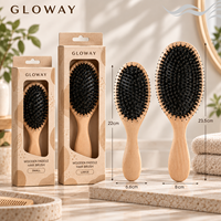 Brosse à cheveux en bois de hêtre avec logo personnalisé, poils de sanglier denses et nylon mélangés, pour démêler et masser le cuir chevelu, idéale pour les cheveux épais et longs