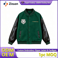 Veste universitaire personnalisée avec logo brodé, manches en similicuir, boutons-pression, pour hommes et femmes, style bomber baseball