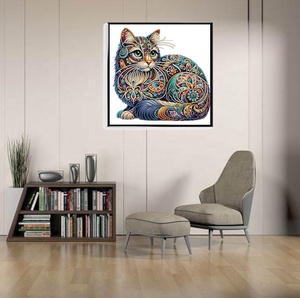 Mèo Hình Dạng Đặc Biệt Tự Làm Sơn Kim Cương Kit In Vải Khảm Nghệ Thuật Câu Đố Với Pha Lê Đá Kim Cương - Product Image 2