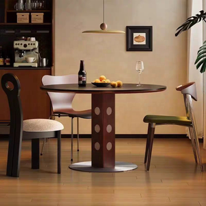 Table à manger rétro en bois massif et pierre frittée <span class=keywords><strong>Bauhaus</strong></span> de style nordique ancien pour ensembles de salle à manger - Product Image 3