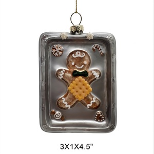 Adornos Navideños de Cristal Hechos <span class=keywords><strong>a</strong></span> Mano de Alta Calidad, Muñeco de Jengibre para Colgar en el Árbol de Navidad, Decoraciones para Fiestas Navideñas, Muñeco de Galleta - Product Image 6