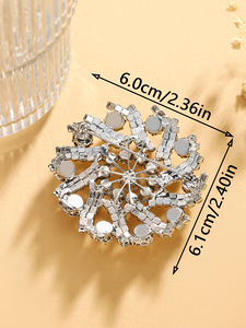 Broches Redondos de Cristal Transparente Chapados en Oro Brillante Directo de Fábrica, Ramos de Novia de Aleación de Cobre o Regalos de Fiesta para Mujer - Product Image 5