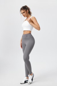 Pantaloni da yoga in spandex/nylon aderenti e comodi con vita alta elasticizzata, tasche cargo a tinta unita, ad asciugatura rapida - Product Image 5