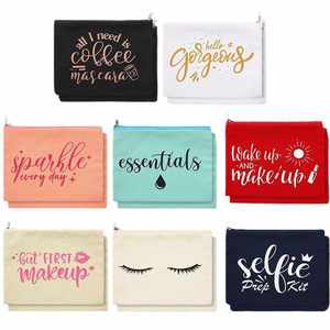 Pochette zippée en toile polyvalente pour femmes, idéale comme trousse de maquillage ou sac de toilette pratique pour les voyages - Product Image 3