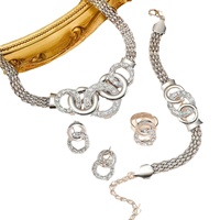 2025 nouveau DS mode bijoux cinq pièces exquis magnifique strass croix cercle collier boucles d'oreilles Bracelet anneau ensemble en gros