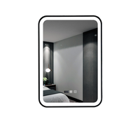 Espejo de Baño con Retroiluminación LED, Control Táctil, Antivaho, Marco Negro, Espejo de Vanidad Montado en la Pared, Venta al Por Mayor