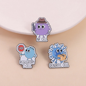 Pins de solapa de esmalte blando con células inmunitarias: Célula T reguladora, Célula NK, Célula dendrítica. Insignias científicas para biólogos. - Product Image 6