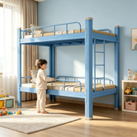 Lit double en métal pour chambre à coucher, lit pour enfants avec barrière et échelle, lit superposé en acier