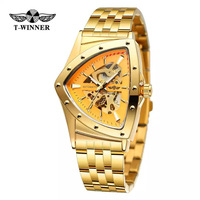 Montre Tendance Homme Décontractée à Mouvement Mécanique Automatique, Cadran et Boîtier Triangulaires en Acier Inoxydable