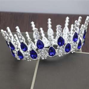 2020 Baru Kristal Vintage Royal Queen King Tiara dan Mahkota Kontes Pria/Wanita Ornamen Rambut Pernikahan Perhiasan Rambut - Product Image 4