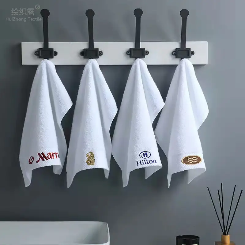 Wholesale embroidery logo customized small hand towel bath 100 terry cotton luxury hotel towel for hotel