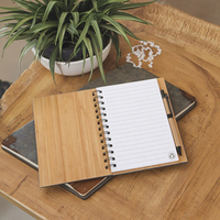 Carnet A5 personnalisé avec couverture en bambou imprimé style reliure thermique en boîte pour l'école bureau Journal d'affaires cadeau de promotion