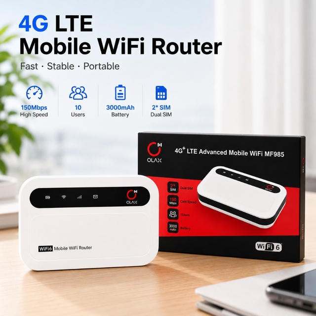 MF985  4G Portable WiFi Hotspot with SIM Card Slot LCD Screen 3000mAh Battery  WiFi6 Mobile Router for Travel Pocket MiFi