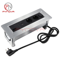 Prise électrique motorisée escamotable en alliage d'aluminium avec 1 port USB et 1 port Type-C, multiprise automatique avec charge Type-C 18W pour bureau et salle de conférence