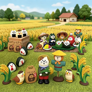 Décoration miniature en résine de chat mignon et boule de riz, style dessin animé, créative, pour la maison et le bureau, cadeau, vente en gros d'usine - Product Image 1