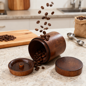 Оптовая продажа, экологически чистая современная деревянная канистра для хранения чая, органайзер для хранения чая, жестяная коробка для чая, чагура, древесина, воздухонепроницаемая двойная крышка - Product Image 3