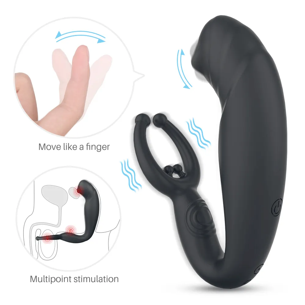 S-hande silicone anel peniano brinquedos sexo com a estimulação anal vibrando butt plug anal próstata massagem vibrador anel peniano para o homem