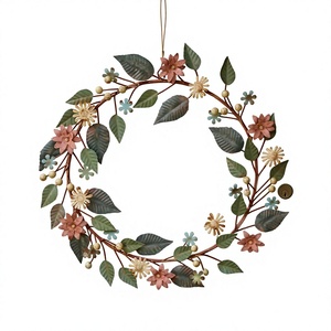 Guirnalda Floral Decorativa Redonda de Metal Hecha a Mano, Estilo Rústico, sin Luces, de una Sola Pieza, Estilo Artesanal - Product Image 3