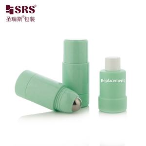 RPPE Bouteille en plastique vide de déodorant à bille pour soins personnels vert menthe avec ensemble intérieur rechargeable avec bouchon pour emballage sous les bras - Product Image 1