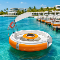 Bateau Donut Flottant Rond pour Barbecue, Bateau de Loisirs Électrique Rechargeable, Personnalisation Disponible pour Location et Opération de Divertissement