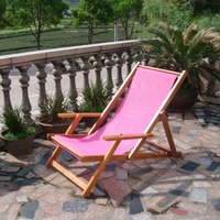 Fauteuil de terrasse pliable et réglable avec dossier confortable, structure en bois de hêtre massif, idéal pour la détente en extérieur, les parcs et les écoles