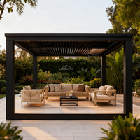 Pergola motorisée rétractable de qualité supérieure 4x4m en aluminium thermolaqué, imperméable, résistante à la neige, écologique et anti-pourriture