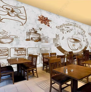 Retrò europeo muro di cemento caffetteria sfondo carta da parati parete <span class=keywords><strong>caffè</strong></span> - Product Image 4