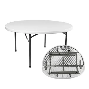 热卖节省空间的塑料室外室内可折叠宴会餐饮4英尺白色圆形折叠活动桌
