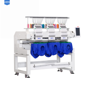 JCM-1203 máy tính tốc độ cao ba đầu máy thêu sản xuất cao mũ áo thun may vải thêu phẳng - Product Image 5