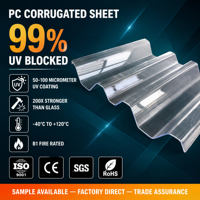 Plaque de polycarbonate ondulé 1,5 mm 1,8 mm 2 mm, petite vague 76/18, transparente, pour abri de voiture extérieur