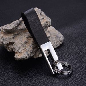 Keychain Wholesale Double <b>Ring</b> Creative Leather Car Logo Leather Waist <b>Key</b> Chain - Product Image 3
