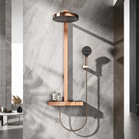 Système de douche mural de luxe brossé avec jets pluie et thermostat en laiton, robinetterie de bain et douche 3 voies pour la maison