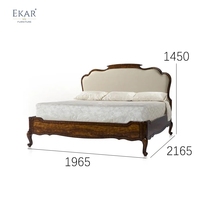 Cama de Lujo EKAR Buckingham Serenity |   Mueble de Madera de Burl Estilo Inglés con Estructura Tapizada |