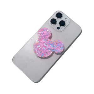 Factory Price Clear Glitter Stand Heart-Shaped Mobile Phone Holder with Falling Glue Effect Phone Grip and <strong>Socket</strong> - Product Image 4